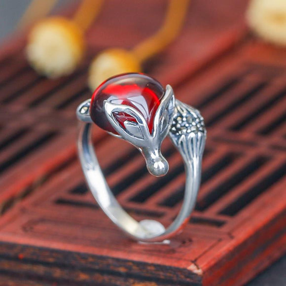 100% 925 Sterling Silver Sweet Little Fox Animal Crystal Ladies Finger Rings Jewelry Women Never Fade Open Party Ring Cheap