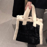 sherpa leather tote bag