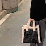 sherpa leather tote bag