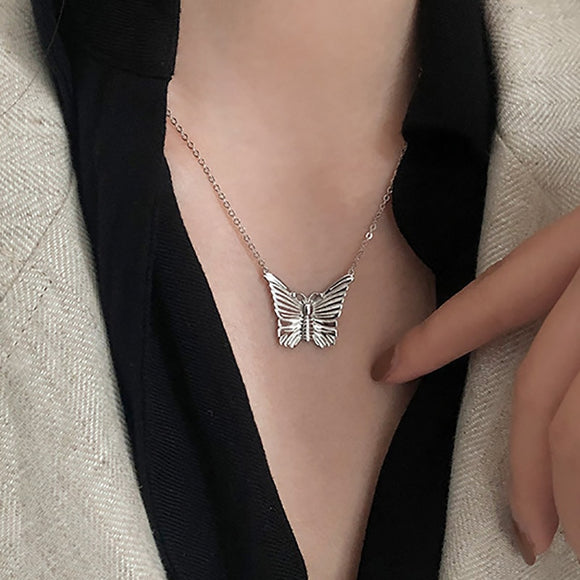 flutter butterfly sterling silver necklace