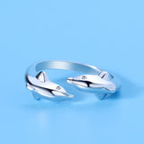 dolphin dive sterling silver ring